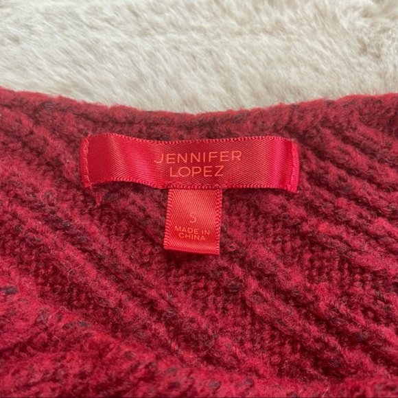 Jennifer Lopez Dolman Sleeve Red Sweater Small - Picture 3 of 3
